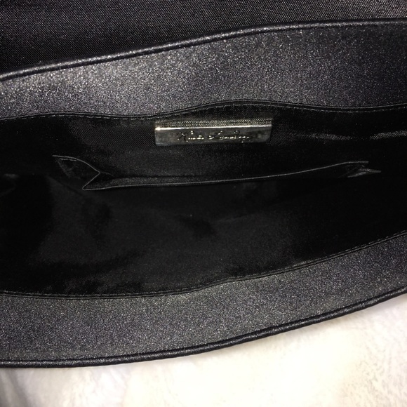 Black Bow Silky Sequined Evening Bag NWOT - Picture 5 of 6